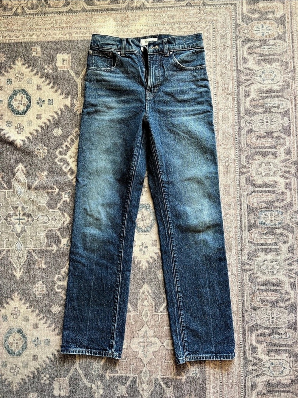 Madewell The Longline Straight Jean Skinny Jeans in Blue Waist 26